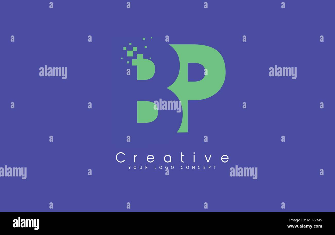 BP Schreiben Logo Design mit negativen Raum Konzept in der blauen und grünen Farben Vektor Stock Vektor