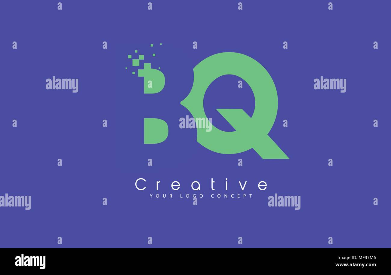 BQ Schreiben Logo Design mit negativen Raum Konzept in der blauen und grünen Farben Vektor Stock Vektor