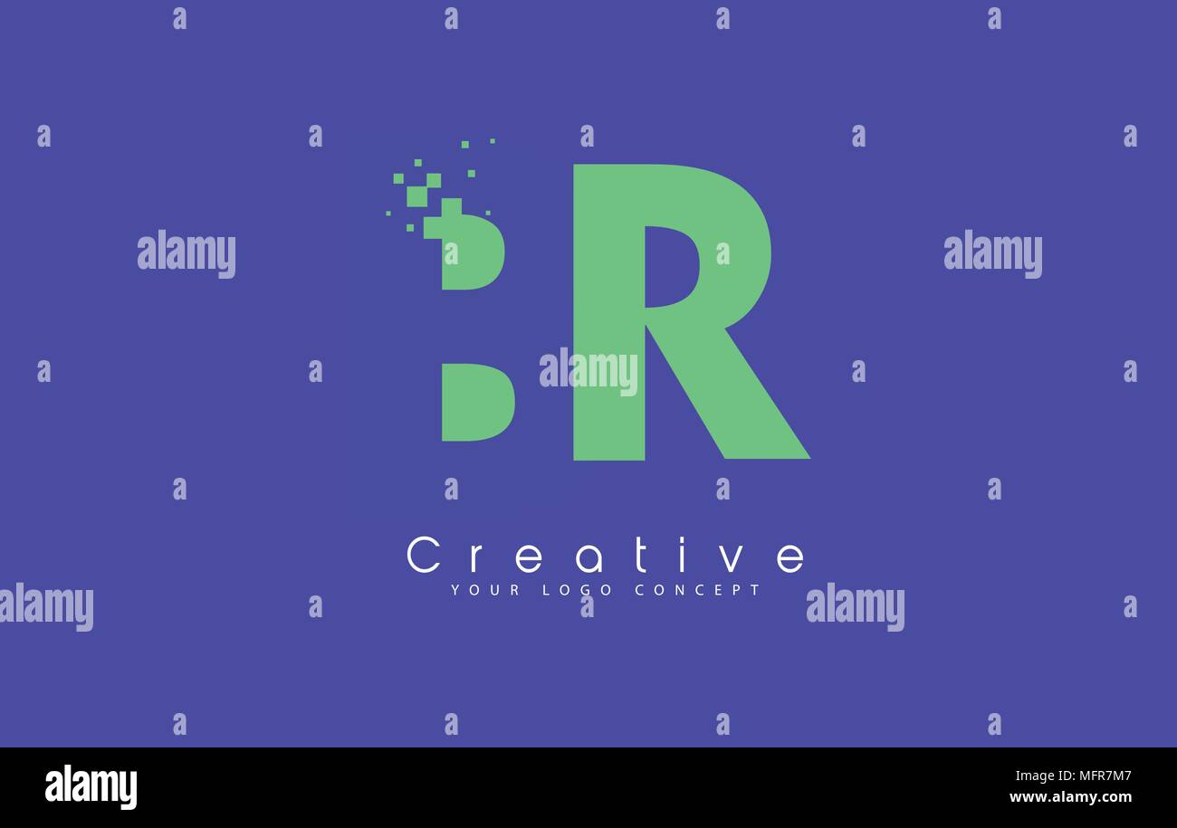 BR Schreiben Logo Design mit negativen Raum Konzept in der blauen und grünen Farben Vektor Stock Vektor