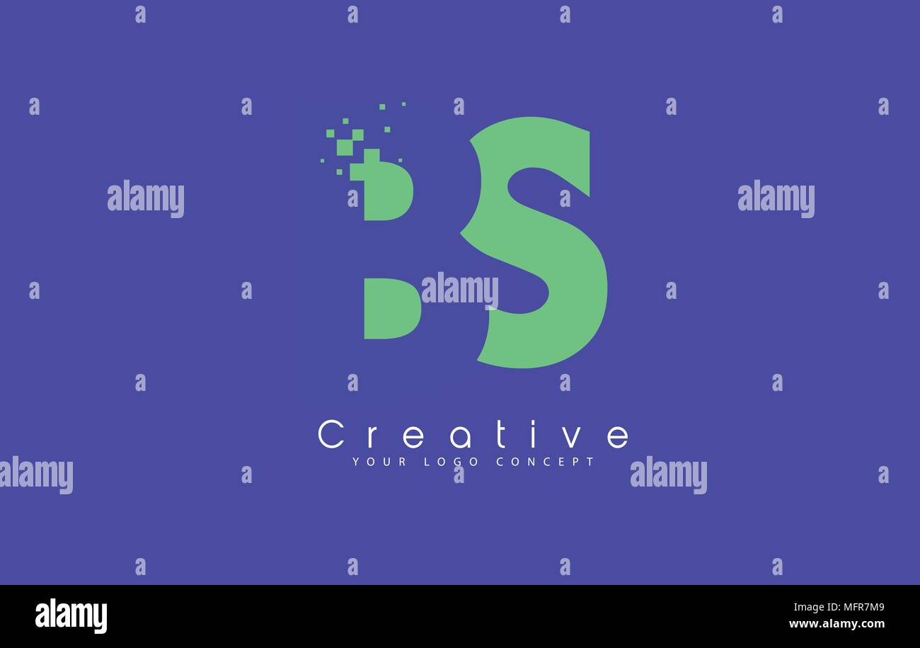 BS Schreiben Logo Design mit negativen Raum Konzept in der blauen und grünen Farben Vektor Stock Vektor