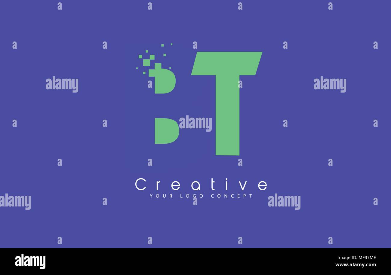 BT Schreiben Logo Design mit negativen Raum Konzept in der blauen und grünen Farben Vektor Stock Vektor