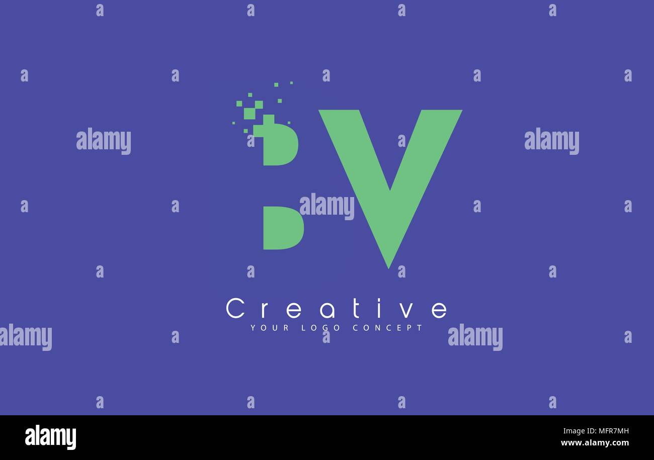 BV schreiben Logo Design mit negativen Raum Konzept in der blauen und grünen Farben Vektor Stock Vektor