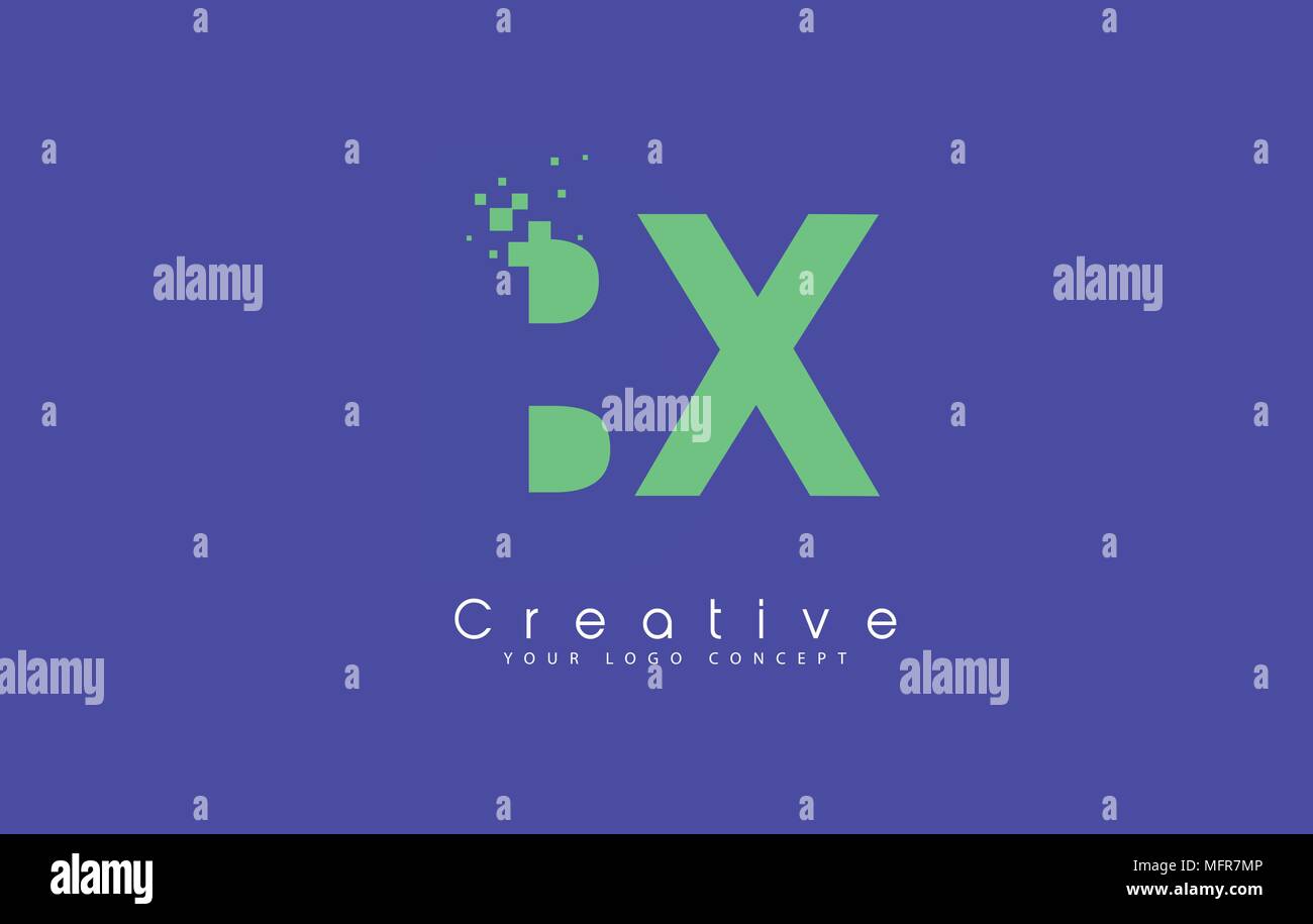 BX Schreiben Logo Design mit negativen Raum Konzept in der blauen und grünen Farben Vektor Stock Vektor