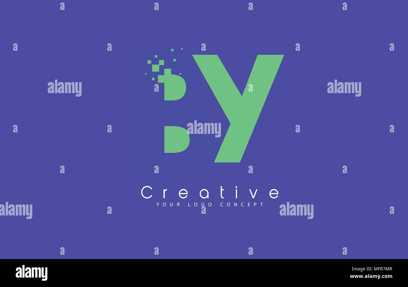 Mit Schreiben Logo Design mit negativen Raum Konzept in der blauen und grünen Farben Vektor Stock Vektor