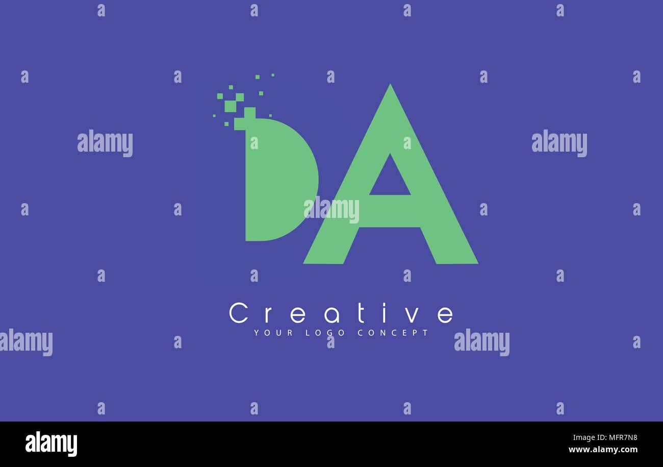 DA Schreiben Logo Design mit negativen Raum Konzept in der blauen und grünen Farben Vektor Stock Vektor