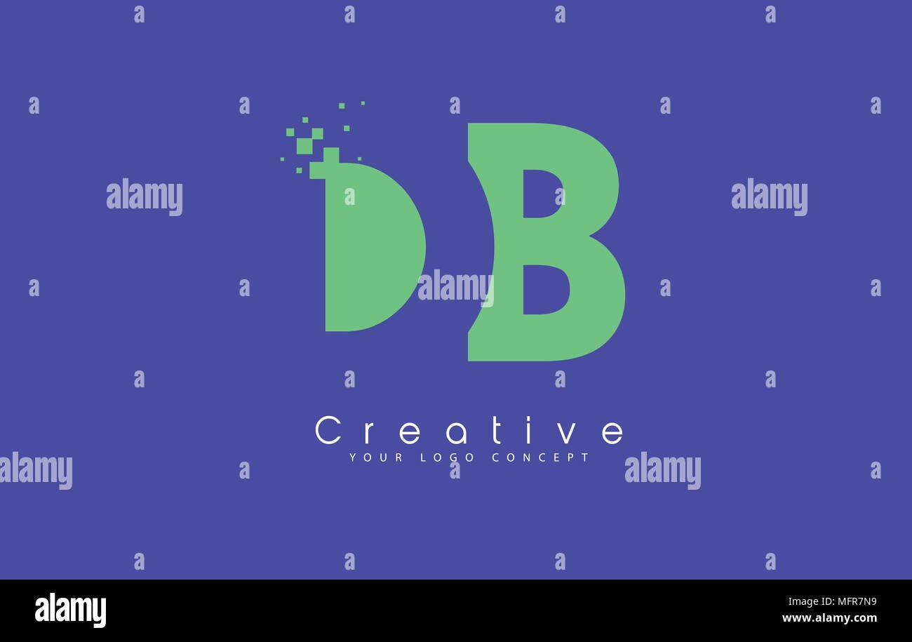 DB schreiben Logo Design mit negativen Raum Konzept in der blauen und grünen Farben Vektor Stock Vektor