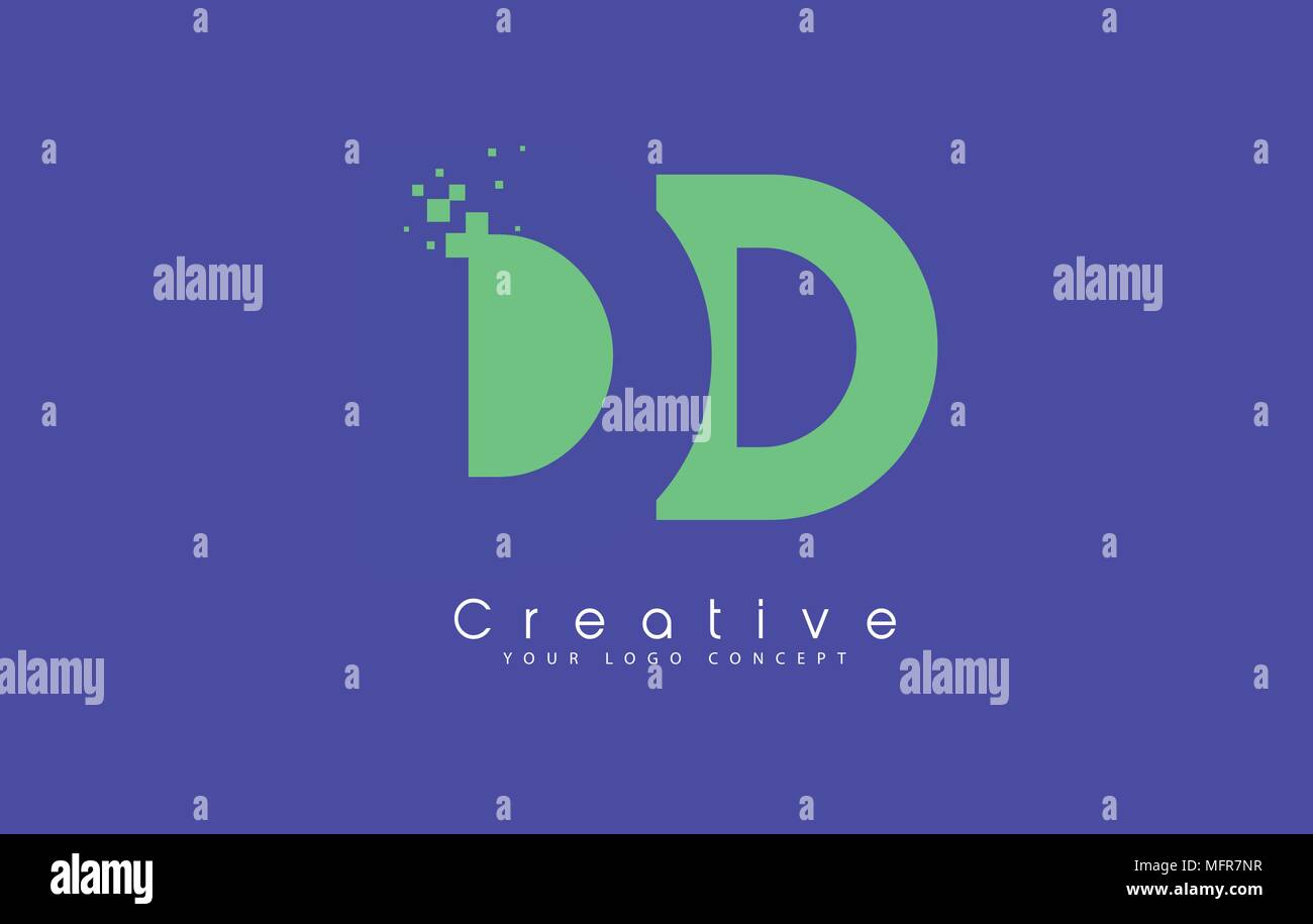 DD Schreiben Logo Design mit negativen Raum Konzept in der blauen und grünen Farben Vektor Stock Vektor