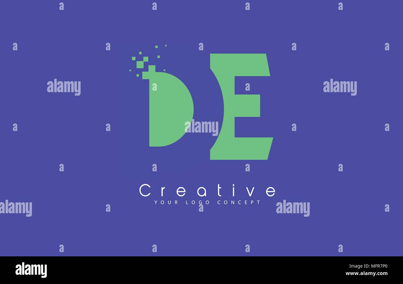 DE Schreiben Logo Design mit negativen Raum Konzept in der blauen und grünen Farben Vektor Stock Vektor