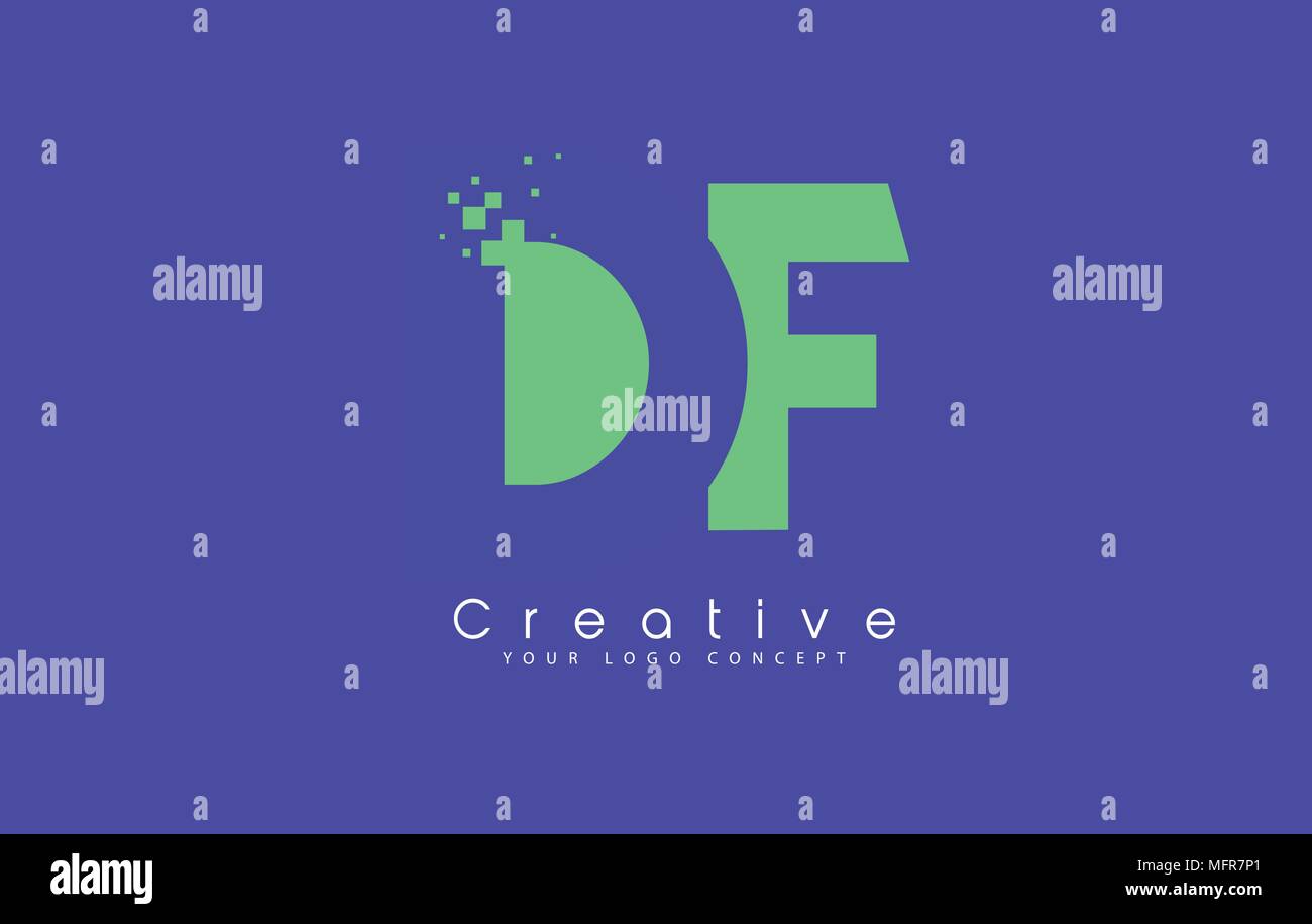 DF Schreiben Logo Design mit negativen Raum Konzept in der blauen und grünen Farben Vektor Stock Vektor