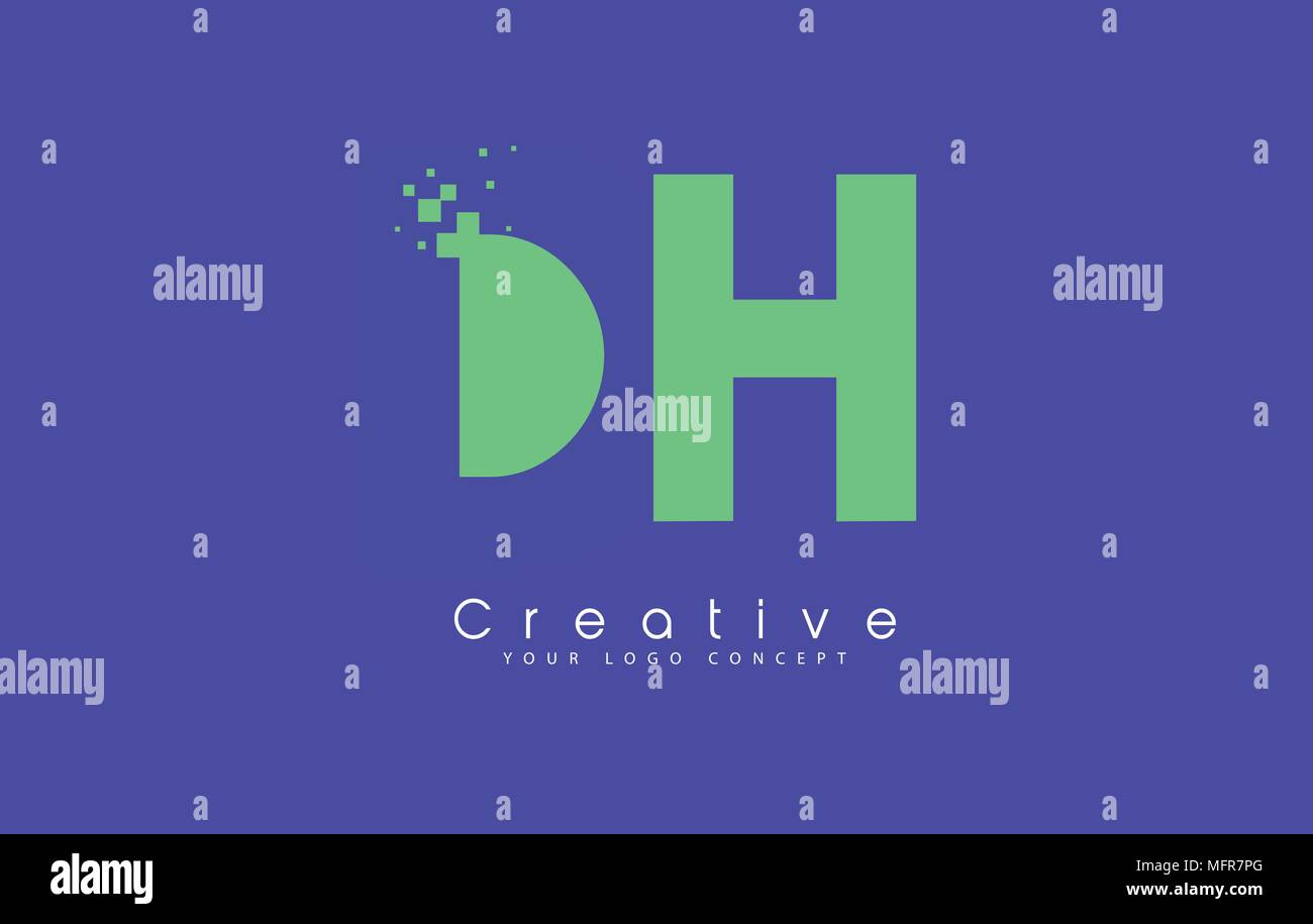 DH Schreiben Logo Design mit negativen Raum Konzept in der blauen und grünen Farben Vektor Stock Vektor