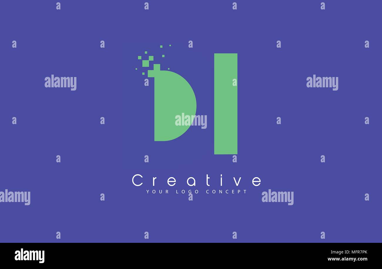 DI Schreiben Logo Design mit negativen Raum Konzept in der blauen und grünen Farben Vektor Stock Vektor