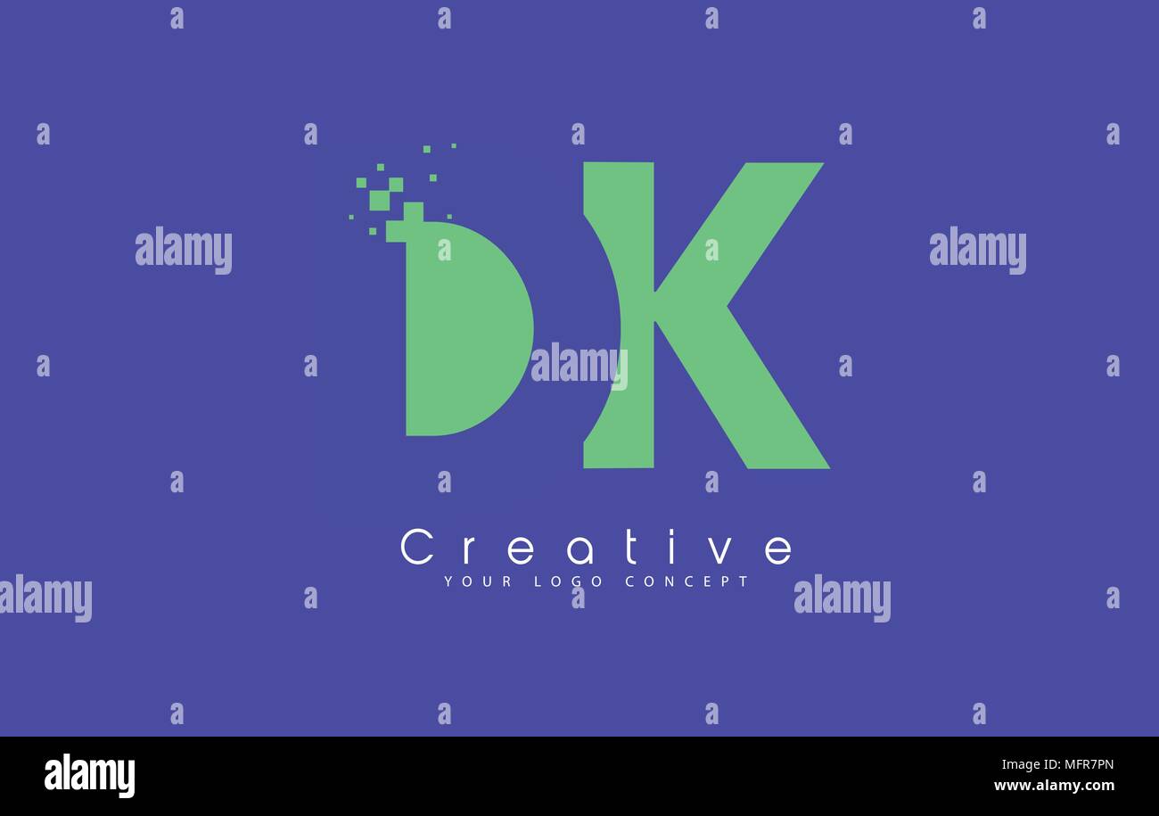 DK Schreiben Logo Design mit negativen Raum Konzept in der blauen und grünen Farben Vektor Stock Vektor