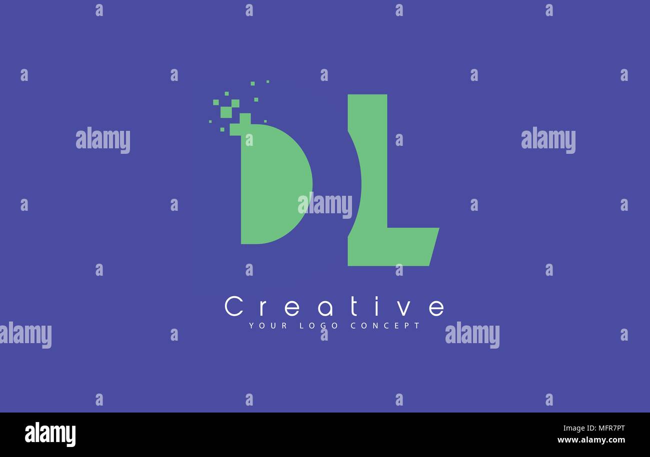 DL schreiben Logo Design mit negativen Raum Konzept in der blauen und grünen Farben Vektor Stock Vektor