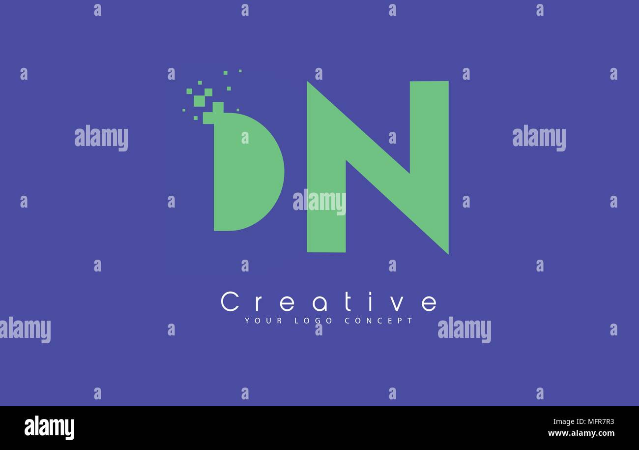 DN Schreiben Logo Design mit negativen Raum Konzept in der blauen und grünen Farben Vektor Stock Vektor