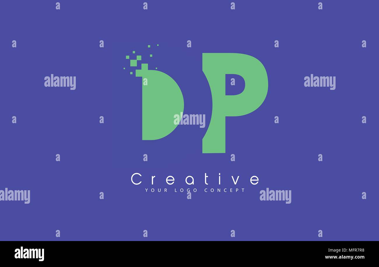 DP-Brief Logo Design mit negativen Raum Konzept in der blauen und grünen Farben Vektor Stock Vektor