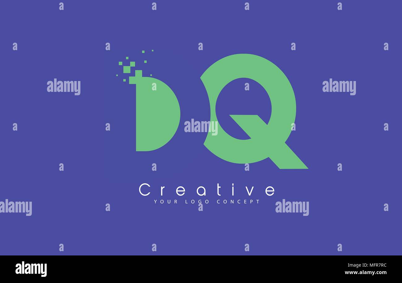 DQ Schreiben Logo Design mit negativen Raum Konzept in der blauen und grünen Farben Vektor Stock Vektor