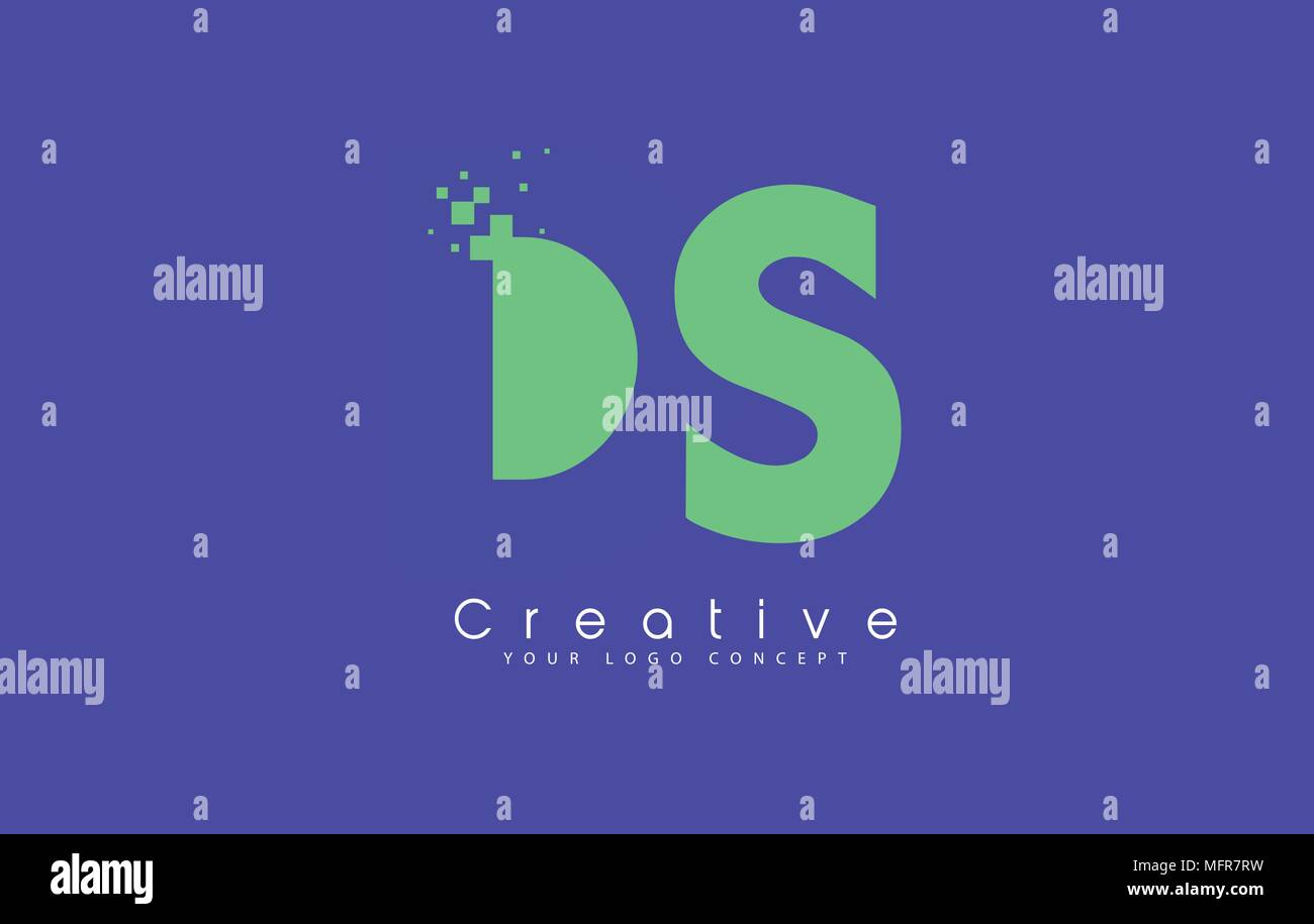 DS schreiben Logo Design mit negativen Raum Konzept in der blauen und grünen Farben Vektor Stock Vektor