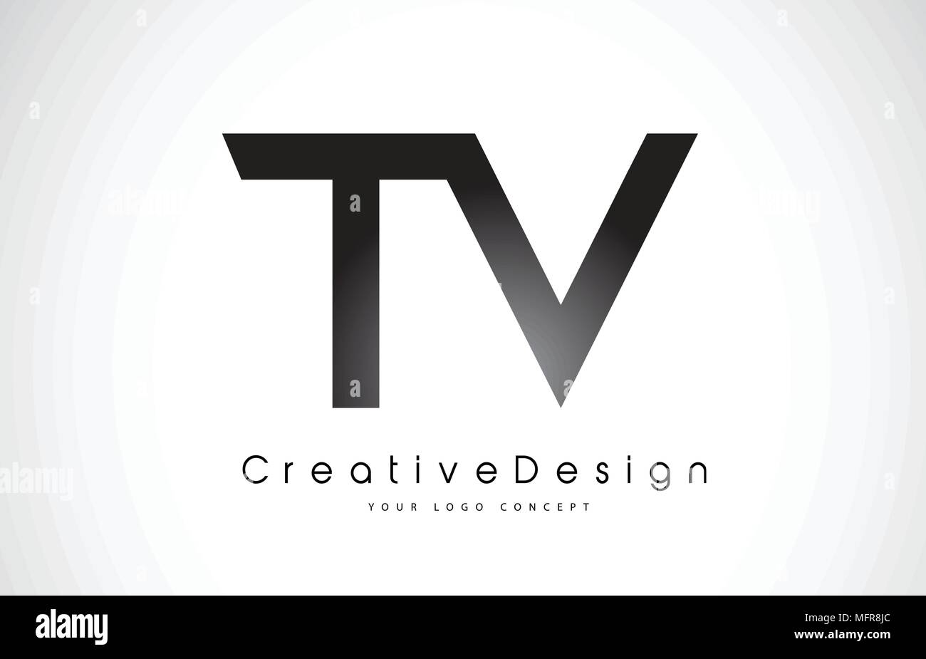 TV T V Schreiben Logo Design in Schwarz Farben. Kreative moderne Briefe Vektor Icon Logo Illustration. Stock Vektor