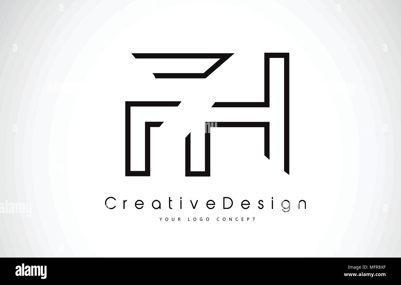 Fh F H Schreiben Logo Design In Schwarz Farben Kreative Moderne
