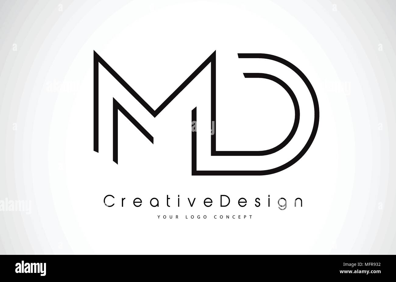 MD M D schreiben Logo Design in Schwarz Farben. Kreative moderne Briefe Vektor Icon Logo Illustration. Stock Vektor