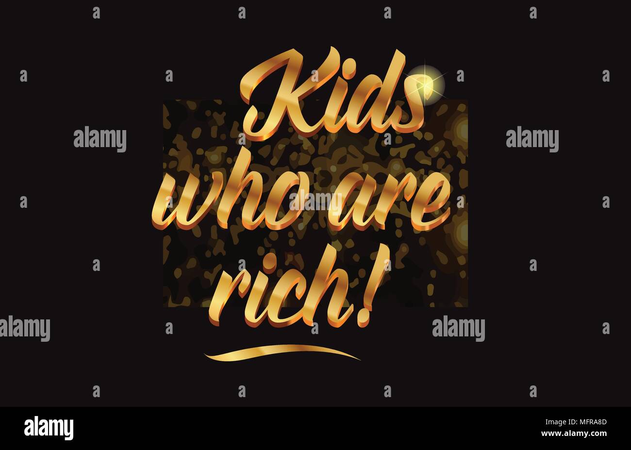 Kinder, die reichen Gold Wort text mit Glanz und Glitzer Hintergrund geeignet für Karte, Broschüre oder Typografie Logo Design Stock Vektor