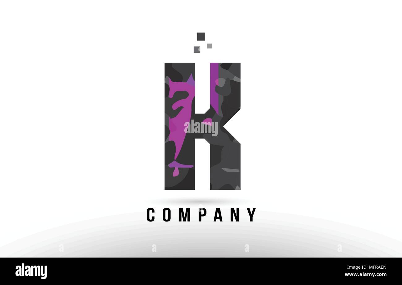 Lila schwarz Buchstaben k Logo Design geeignet für ein Unternehmen oder ein Geschäft Stock Vektor