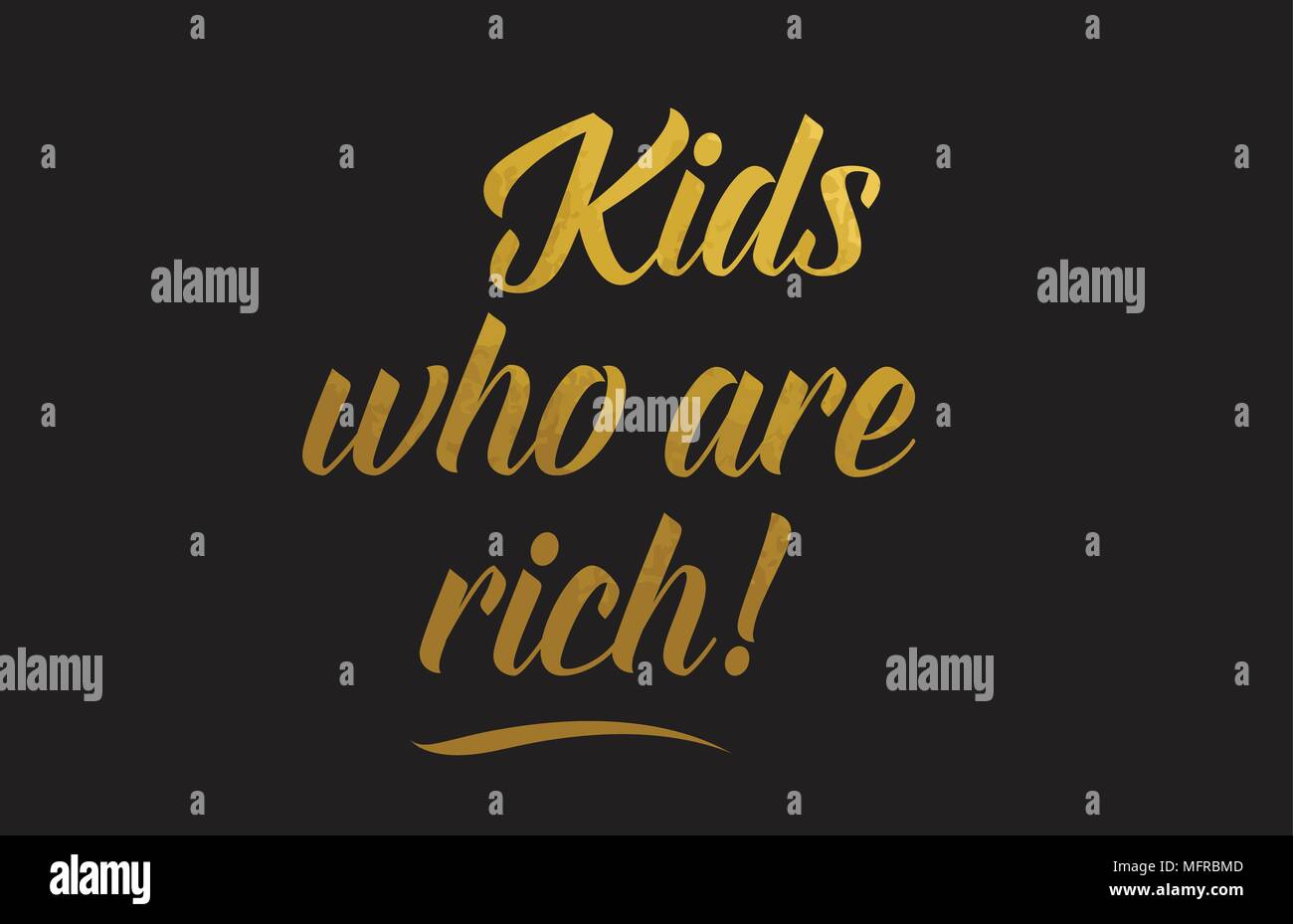 Kinder, die reichen Gold goldene Wort Textur text für Karte, Broschüre oder Typografie design Stock Vektor