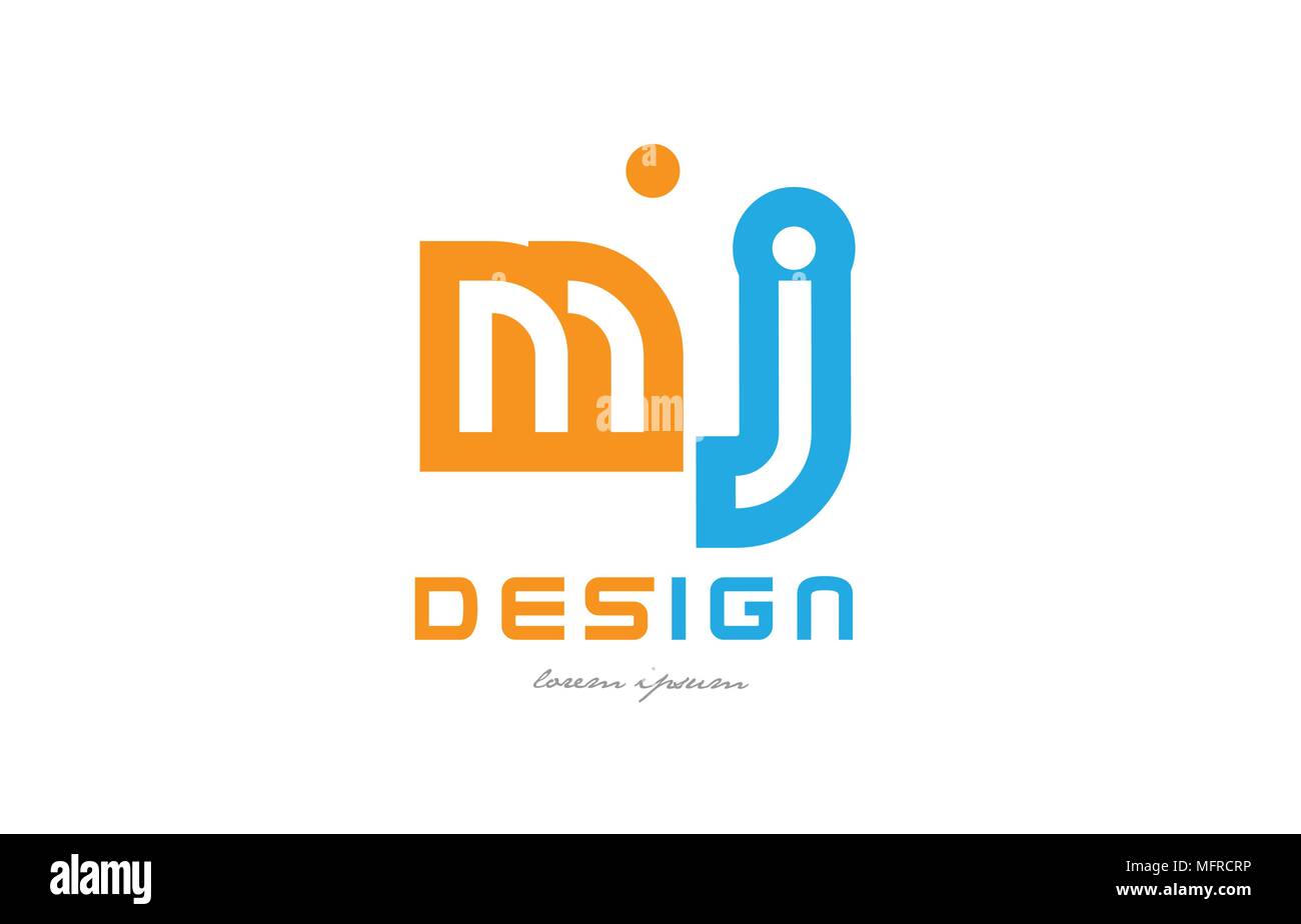 Buchstaben logo Kombination mj m j in Orange und Blau geeignet für ein Geschäft oder Firma Stock Vektor