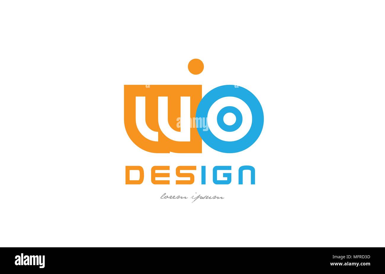 Buchstaben logo Kombination nicht w o in Orange und Blau geeignet für ein Geschäft oder Firma Stock Vektor