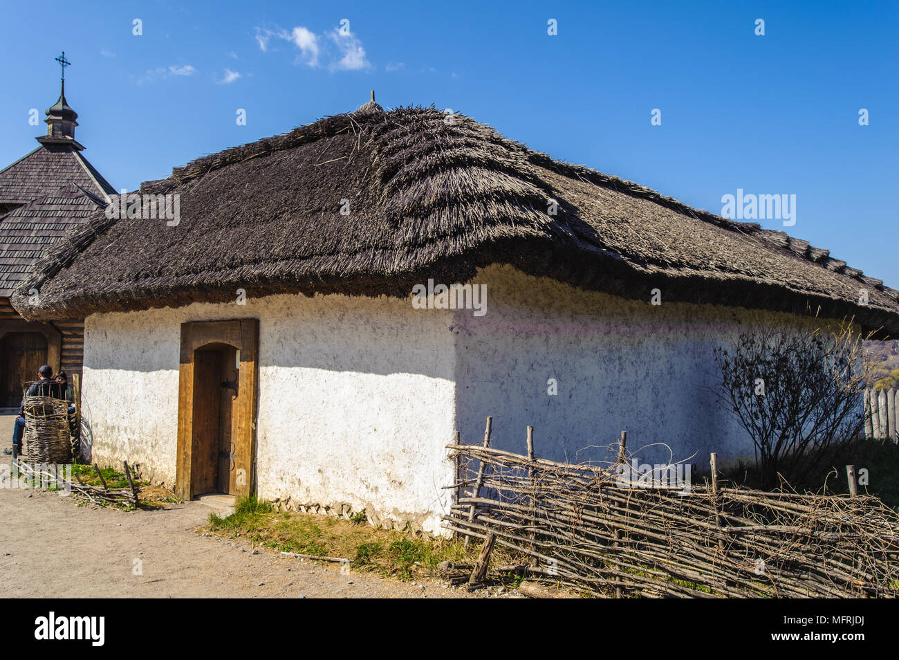 Zaporozhskaya sich, historisches Haus, wo der Kosaken lebte, Hortitsia, Ukraine Stockfoto