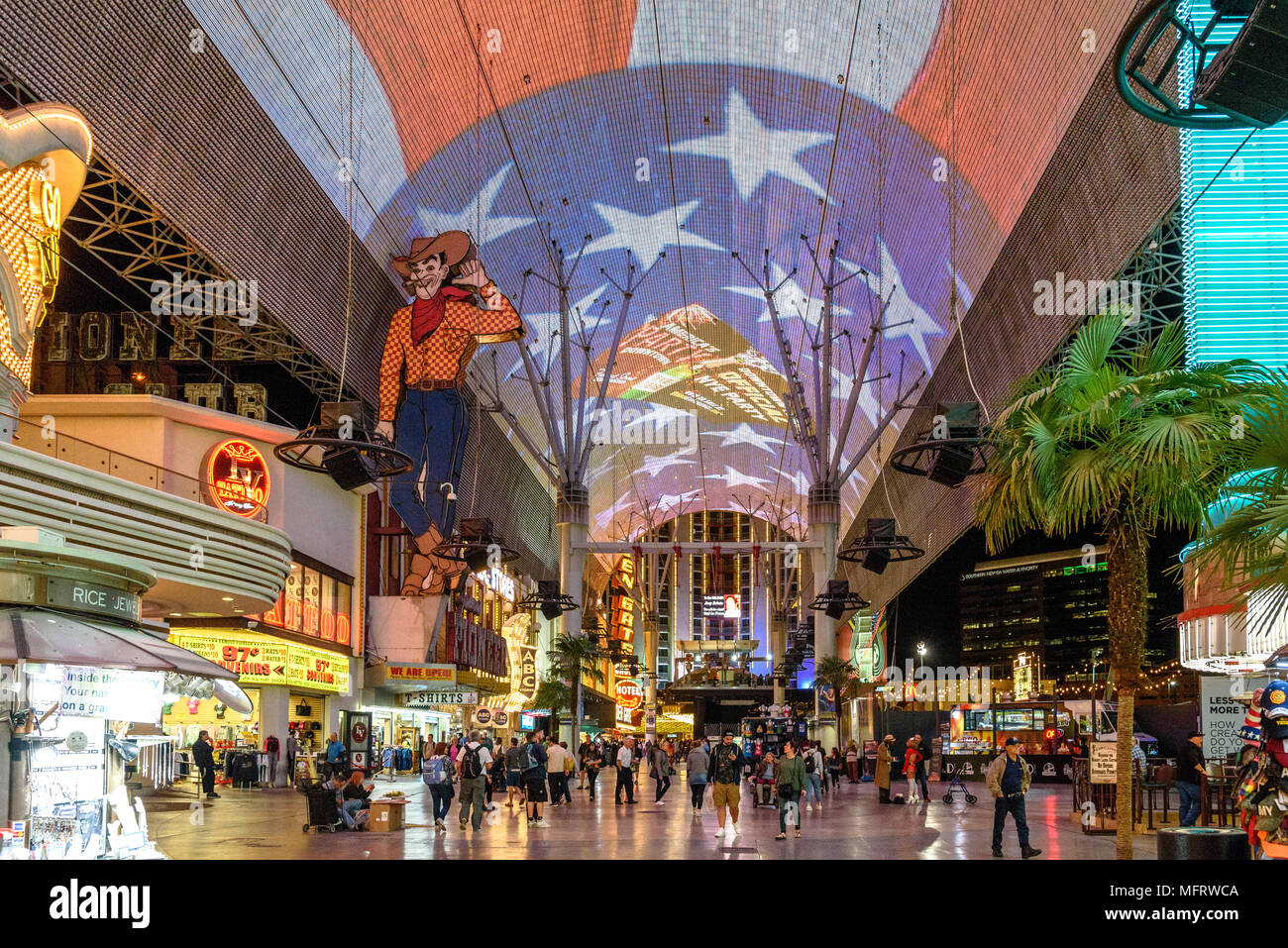 Vegas Vic und der Fremont Street Experience Stockfoto