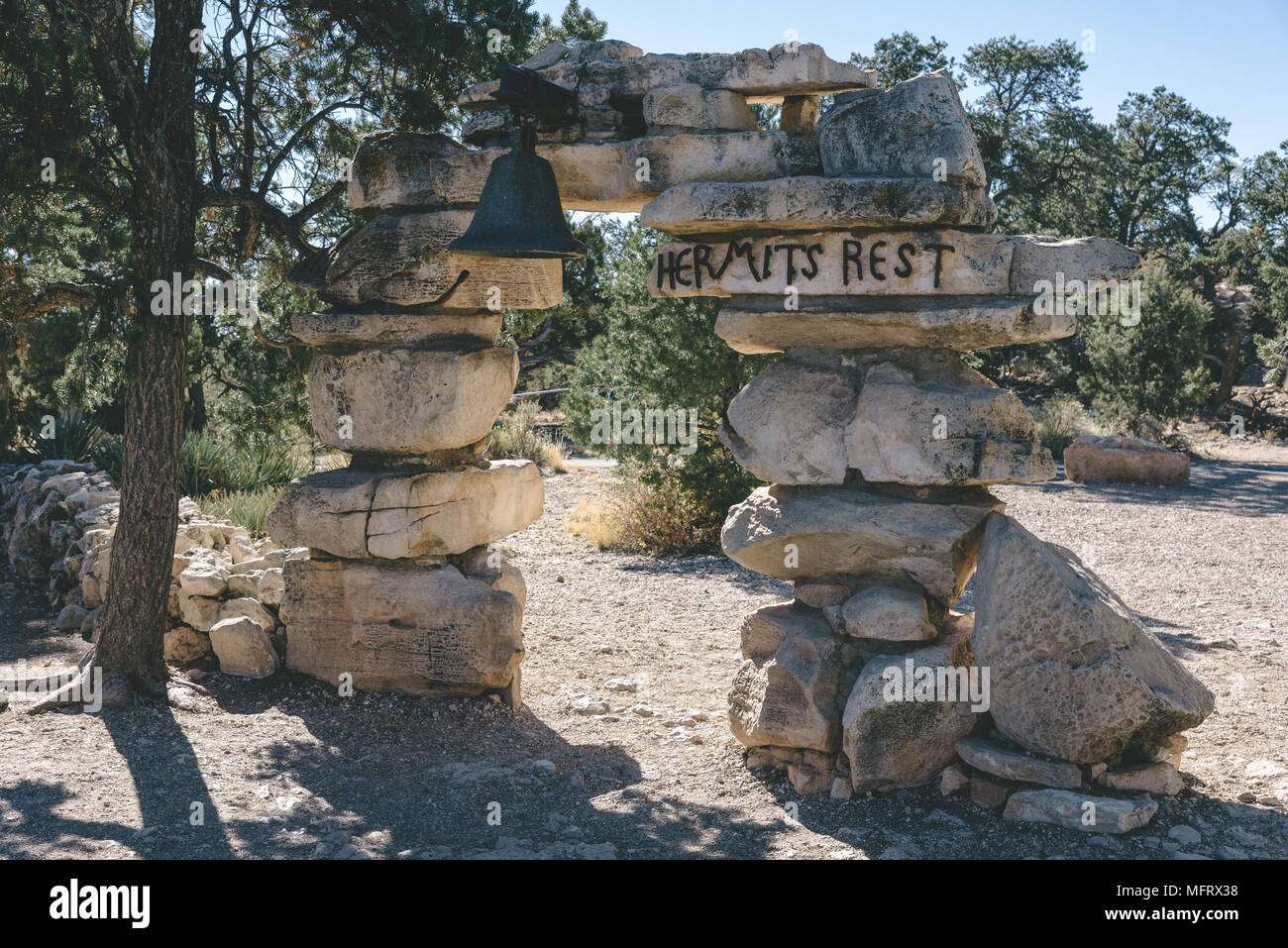 Das Tor in der Einsiedler auf den South Rim des Grand Canyon Rest Stockfoto