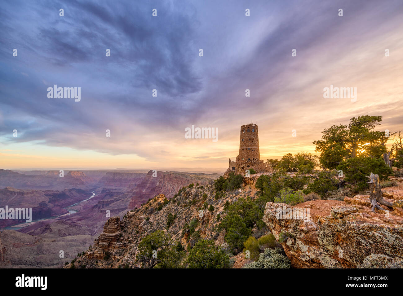 Desert View Wachturm am Grand Canyon, Arizona, USA. Stockfoto