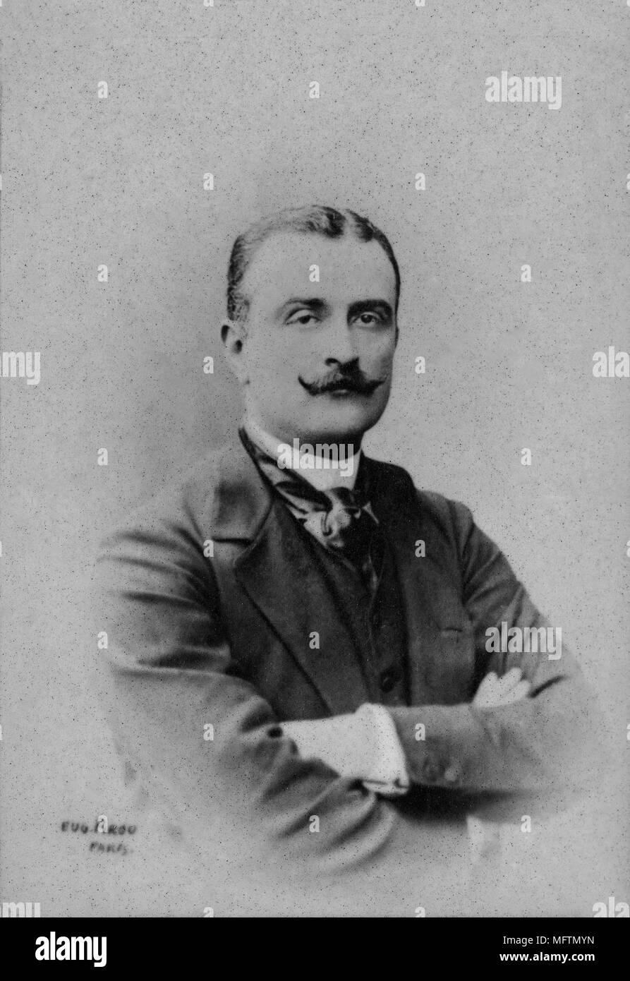 Portrait von Manca de Vallombrosa, Marquis von Mores (1858-1897) Französischer Explorer - Fotografie von Eugene Pirou (1841-1909) Stockfoto