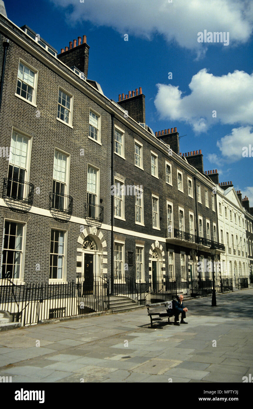 Georgianischen Gebäuden in Bedford Square, Bloomsbury, London,. Stockfoto