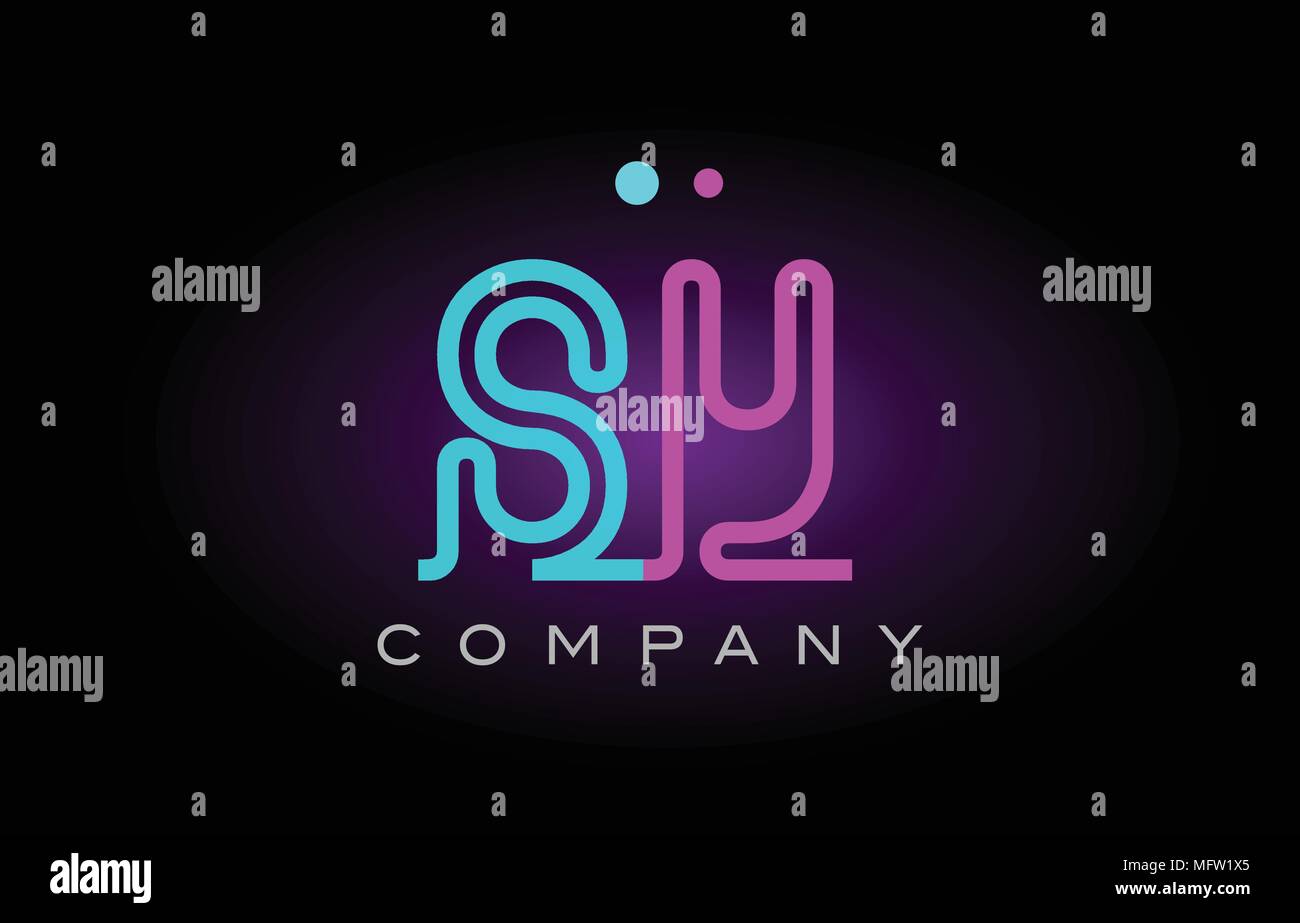Alphabet Sy s y schreiben Logo Design Kombination mit neon Lichteffekt in blau und rosa Farbe geeignet für ein Unternehmen oder ein Banner branding Zwecke Stock Vektor