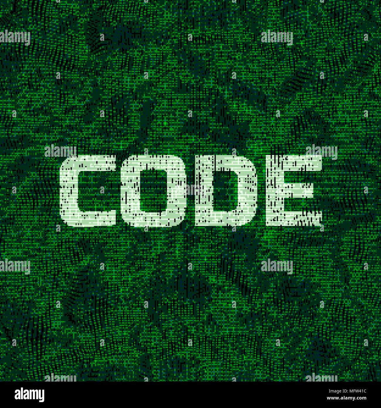 Wort Code auf der dunklen backrgound binären Code gemacht. Vector Illustration. Stock Vektor
