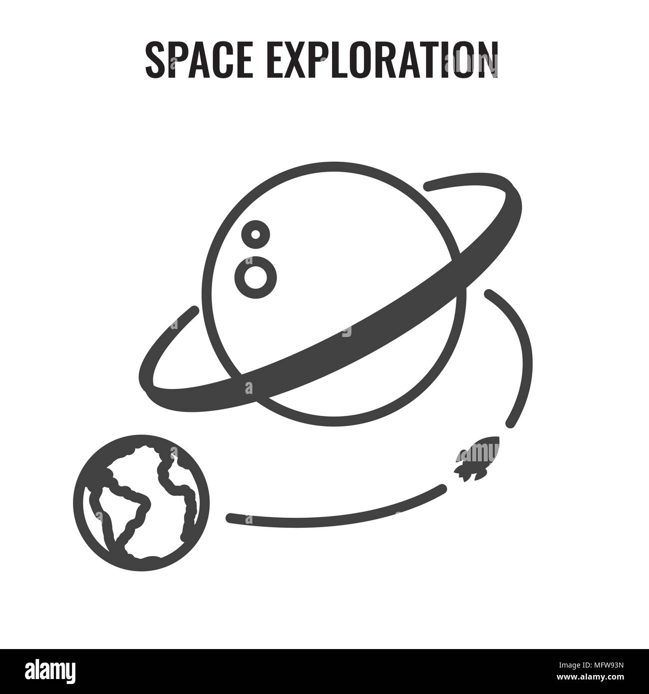 Raumfahrt Symbol w Planeten - Tourismus in den Weltraum - Exploration Astrotourism Stock Vektor