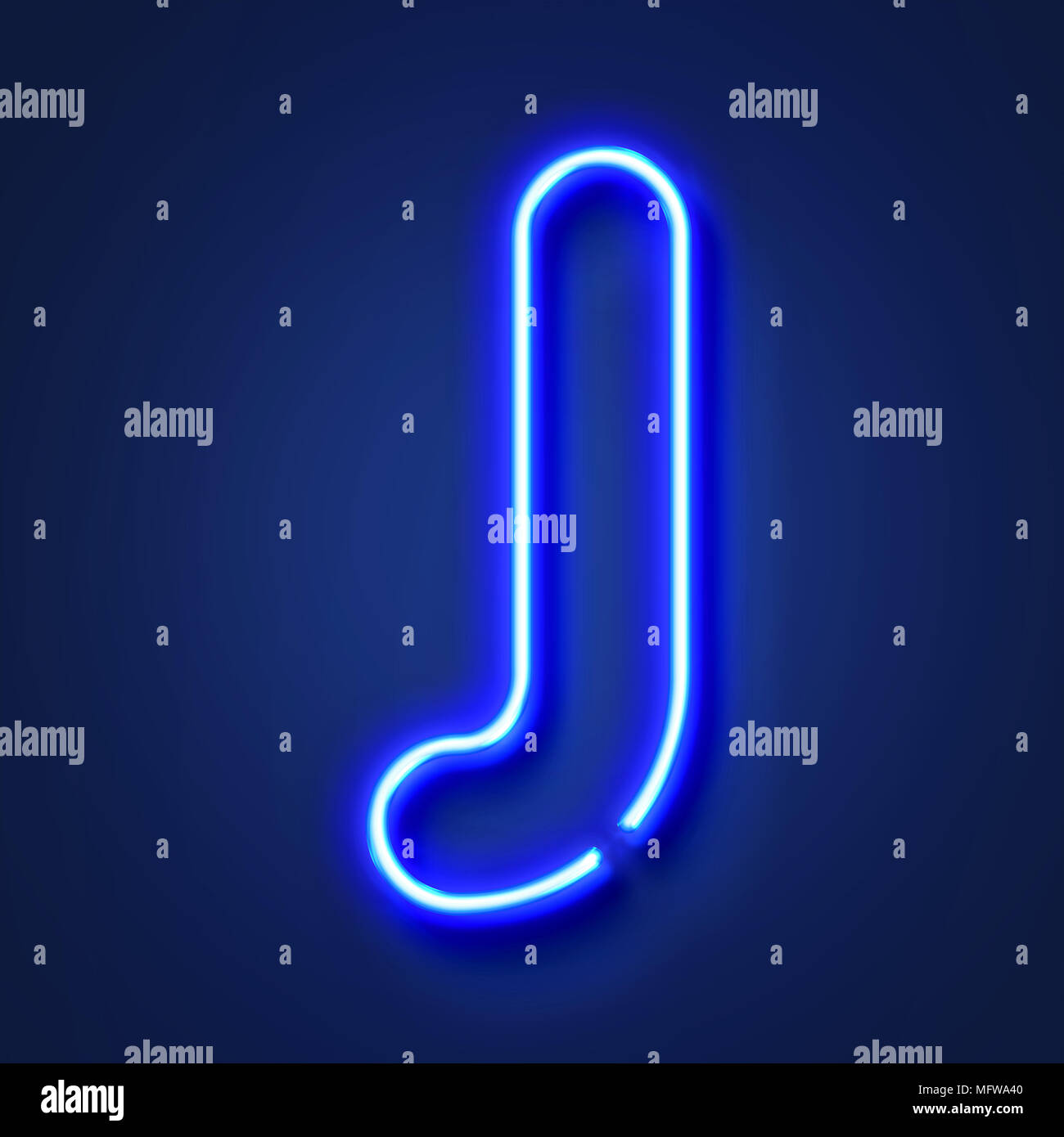 Buchstabe J Realistische Leuchtende Blaue Neon Brief Gegen Einen Blauen Hintergrund Stockfotografie Alamy