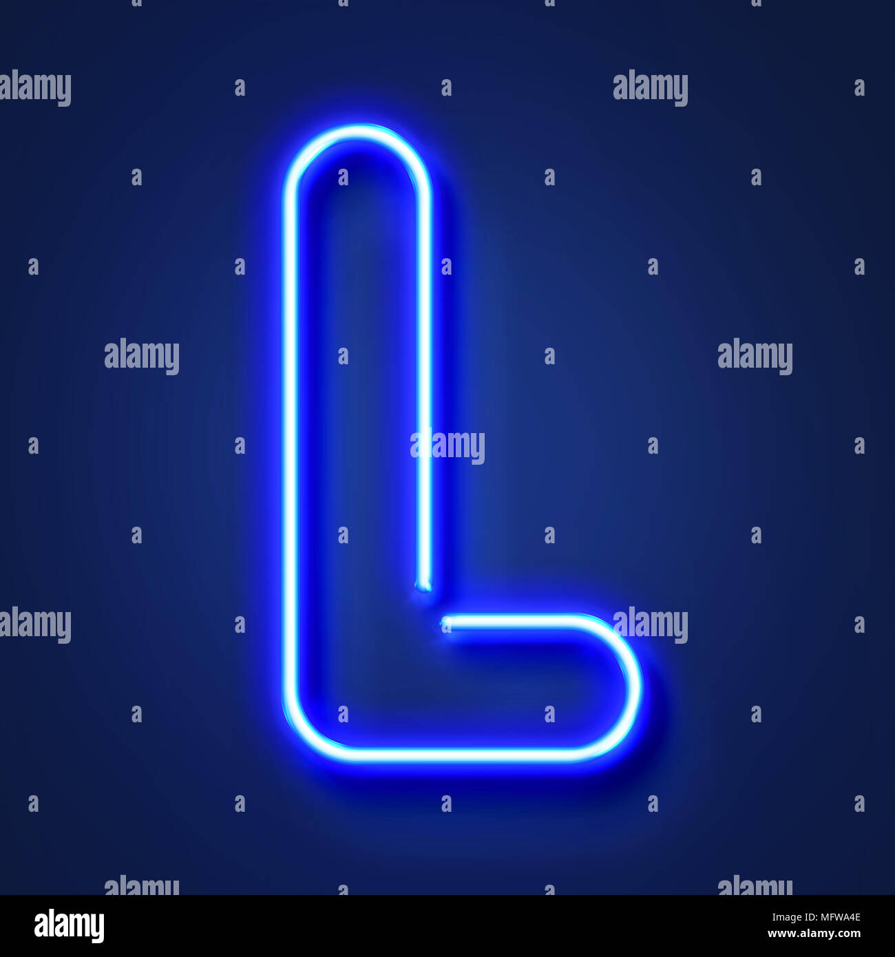 Buchstabe L Realistische Leuchtende Blaue Neon Brief Gegen Einen Blauen Hintergrund Stockfotografie Alamy