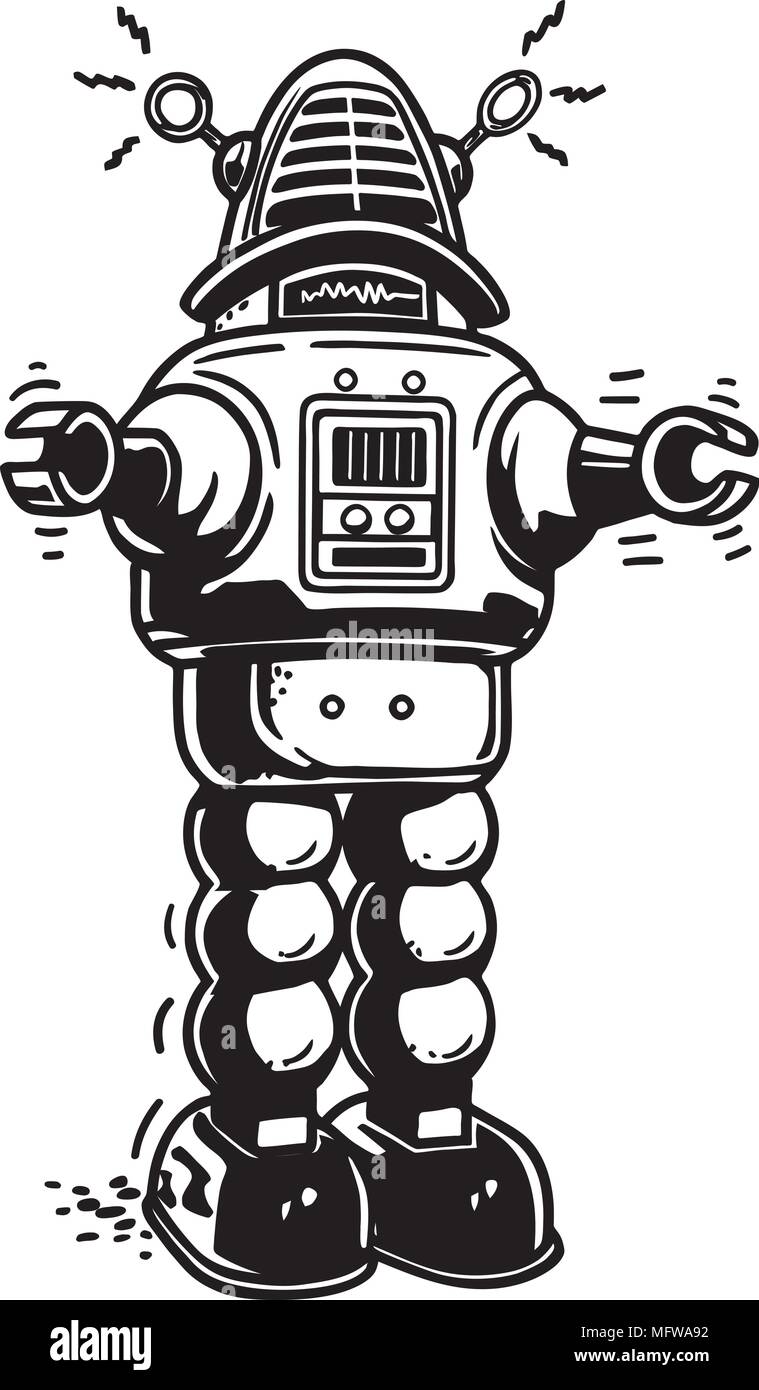 Mister Roboter - Retro Clipart Illustration Stock Vektor