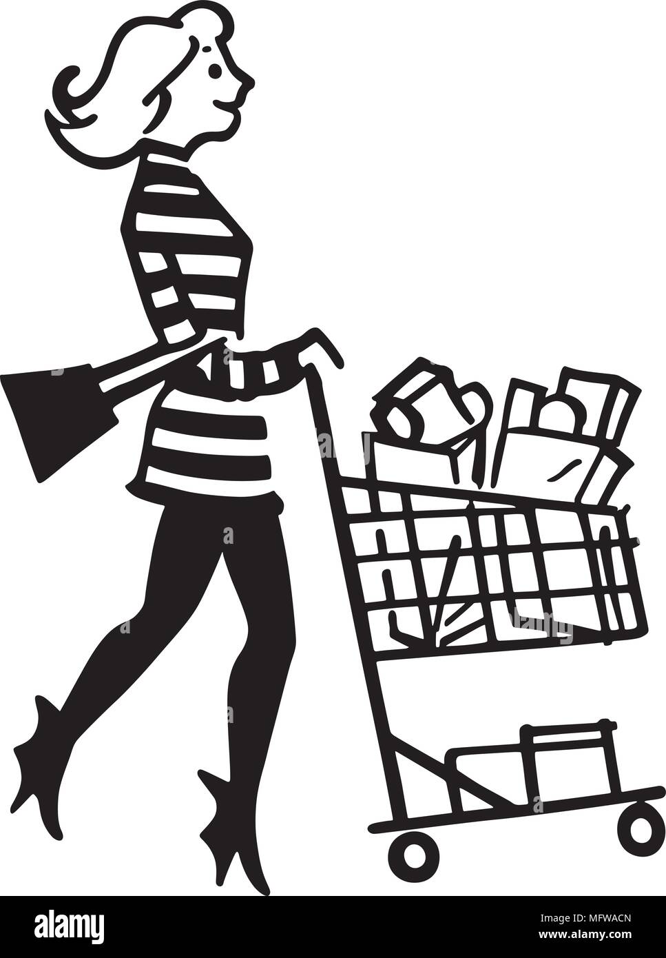 Mod Shopper - Retro Clipart Illustration Stock Vektor