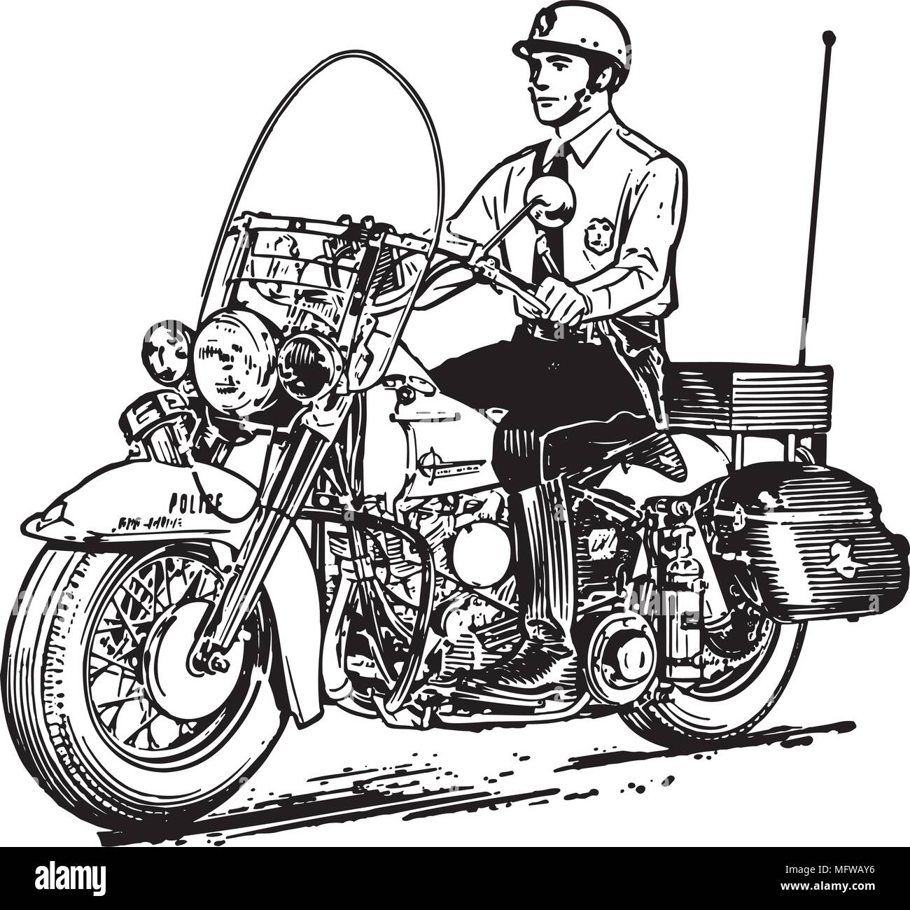 Motorrad Cop-Retro Clipart Banner Stock Vektor