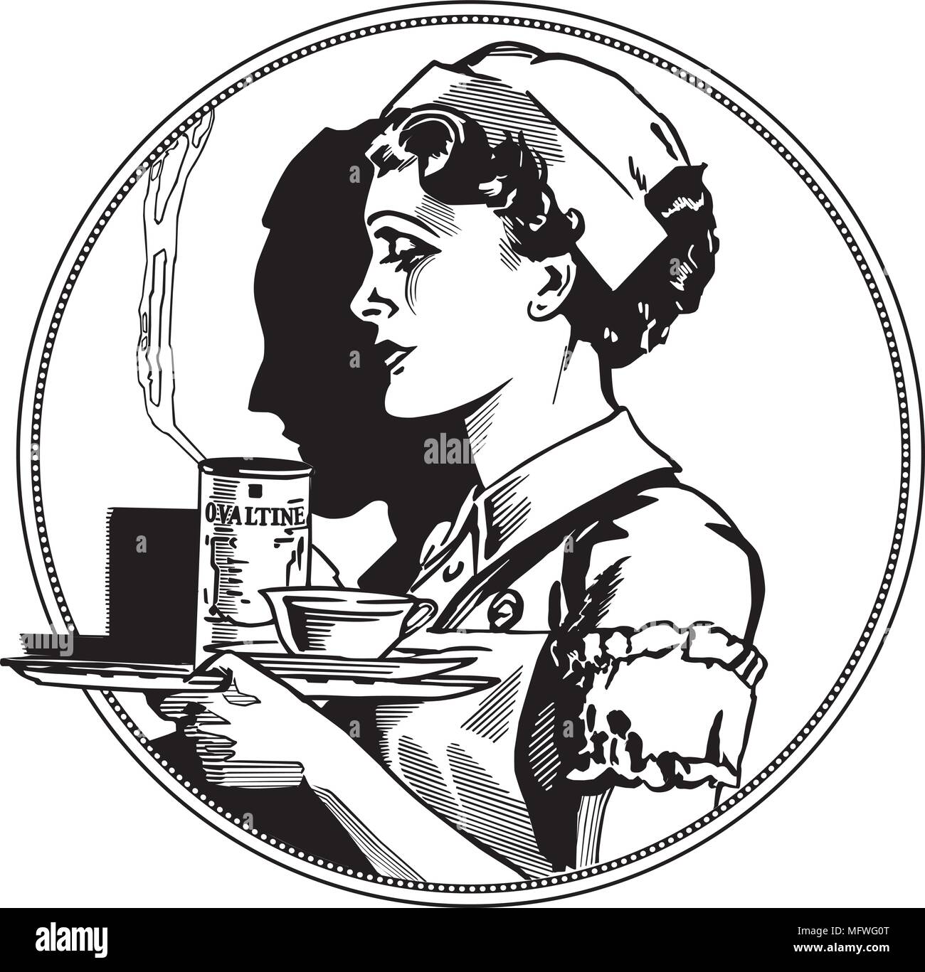 Krankenschwester Symbol - Retro Clipart Illustration Stock Vektor
