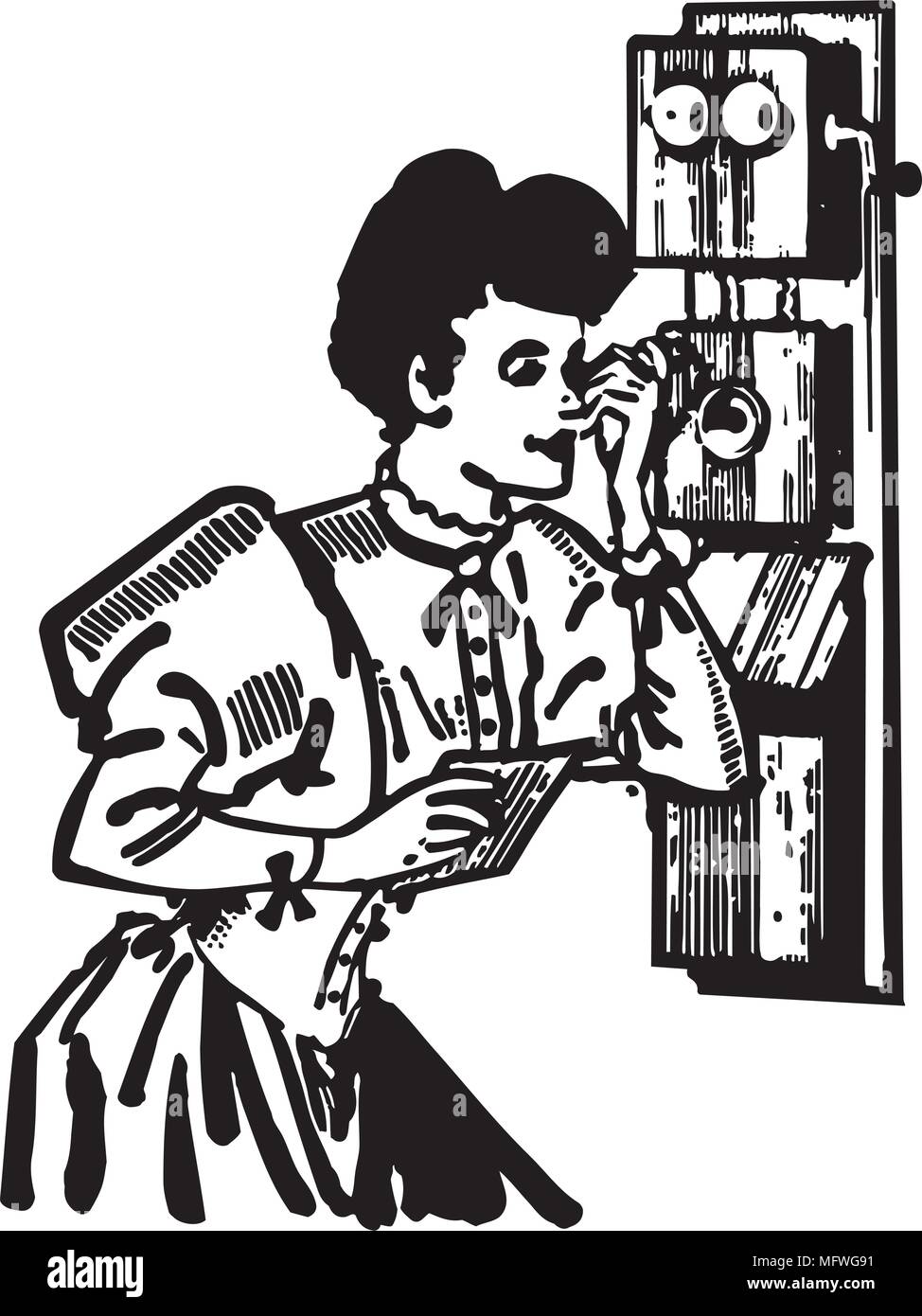 Altmodische Telefon Retro Clipart Illustration Stock Vektorgrafik Alamy