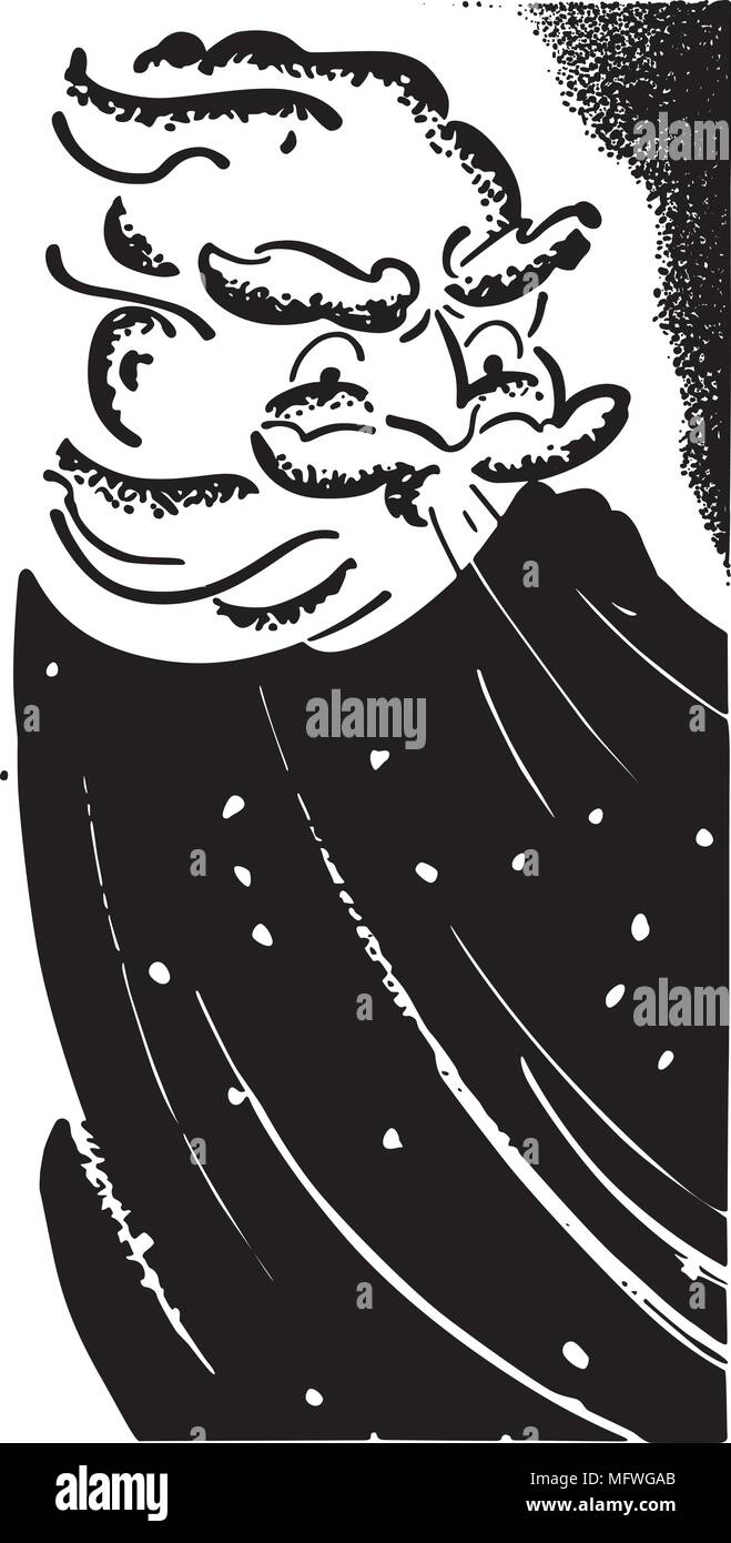 Alte Mann Winter - Retro Clipart Illustration Stock Vektor