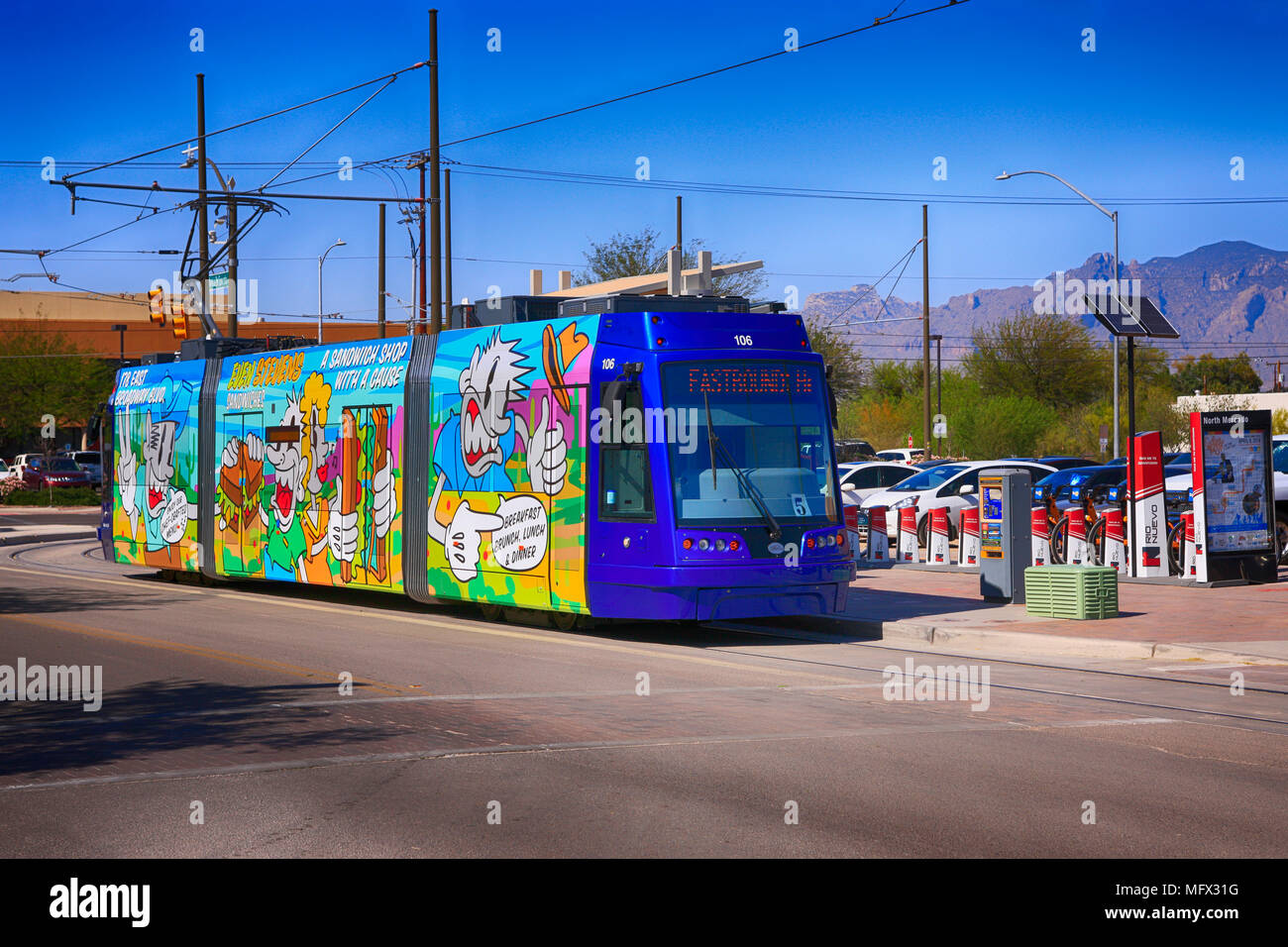 Die Sonne Link tucson Straße Auto im Congress Street Bereich der Kansas City. Stockfoto