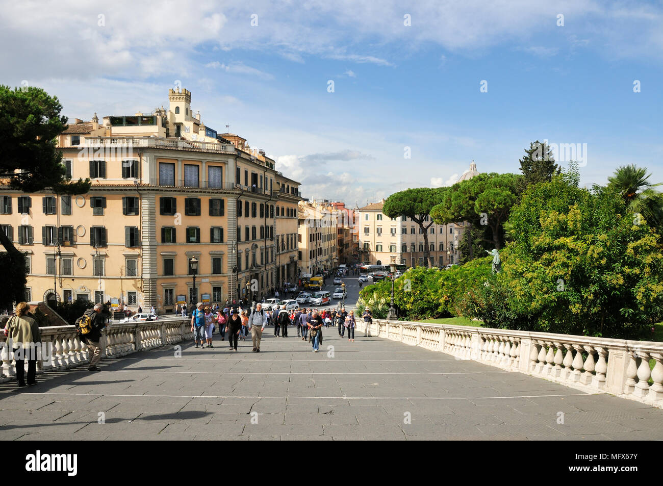 Treppe zum Piazza del Campidoglio von Michelangelo. Rom, Italien Stockfoto