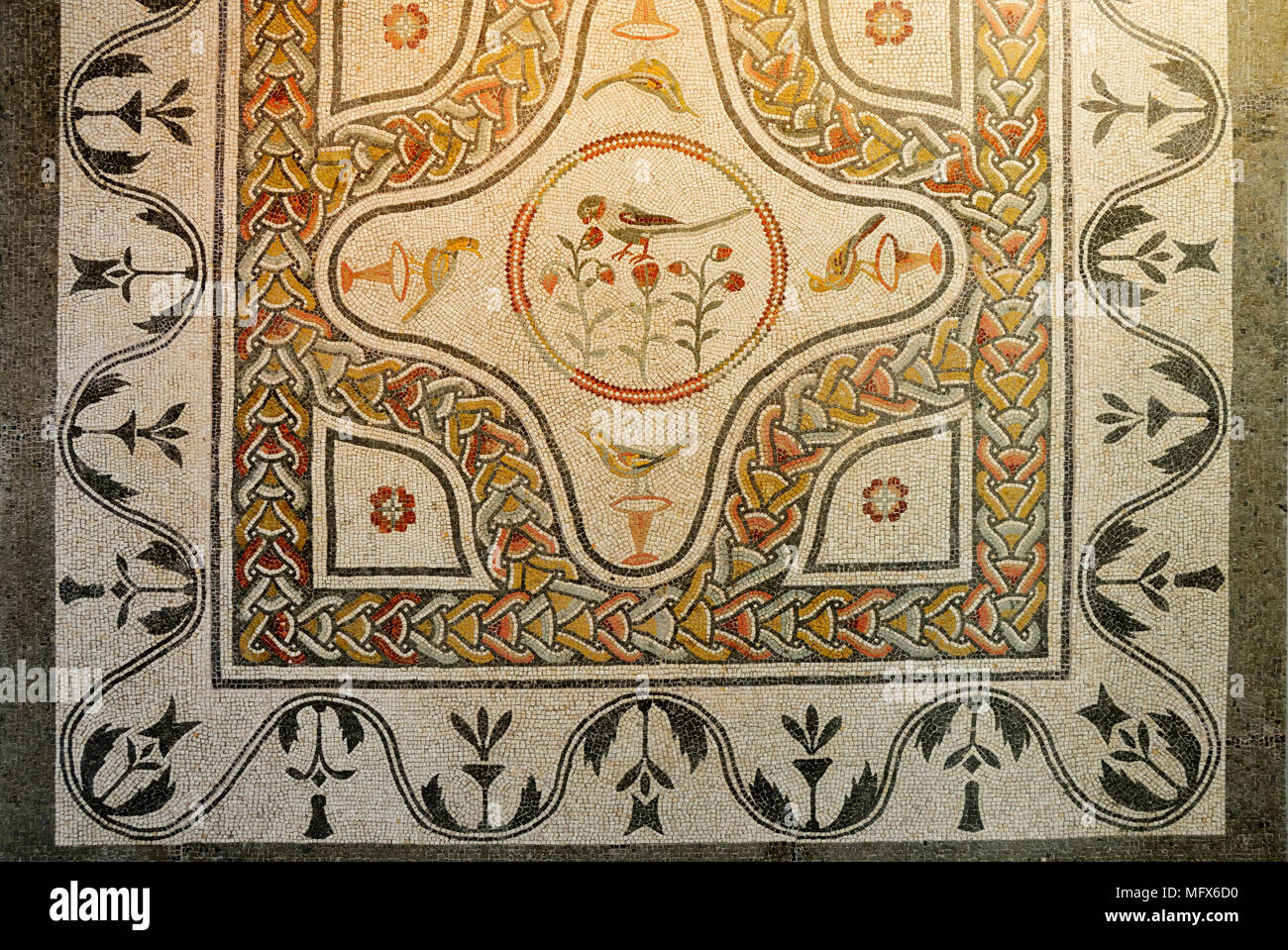 Römische Mosaik, 3. Jahrhundert n. Sammlung der Palazzo Massimo/Museo Nazionale Romano. Rom, Italien Stockfoto