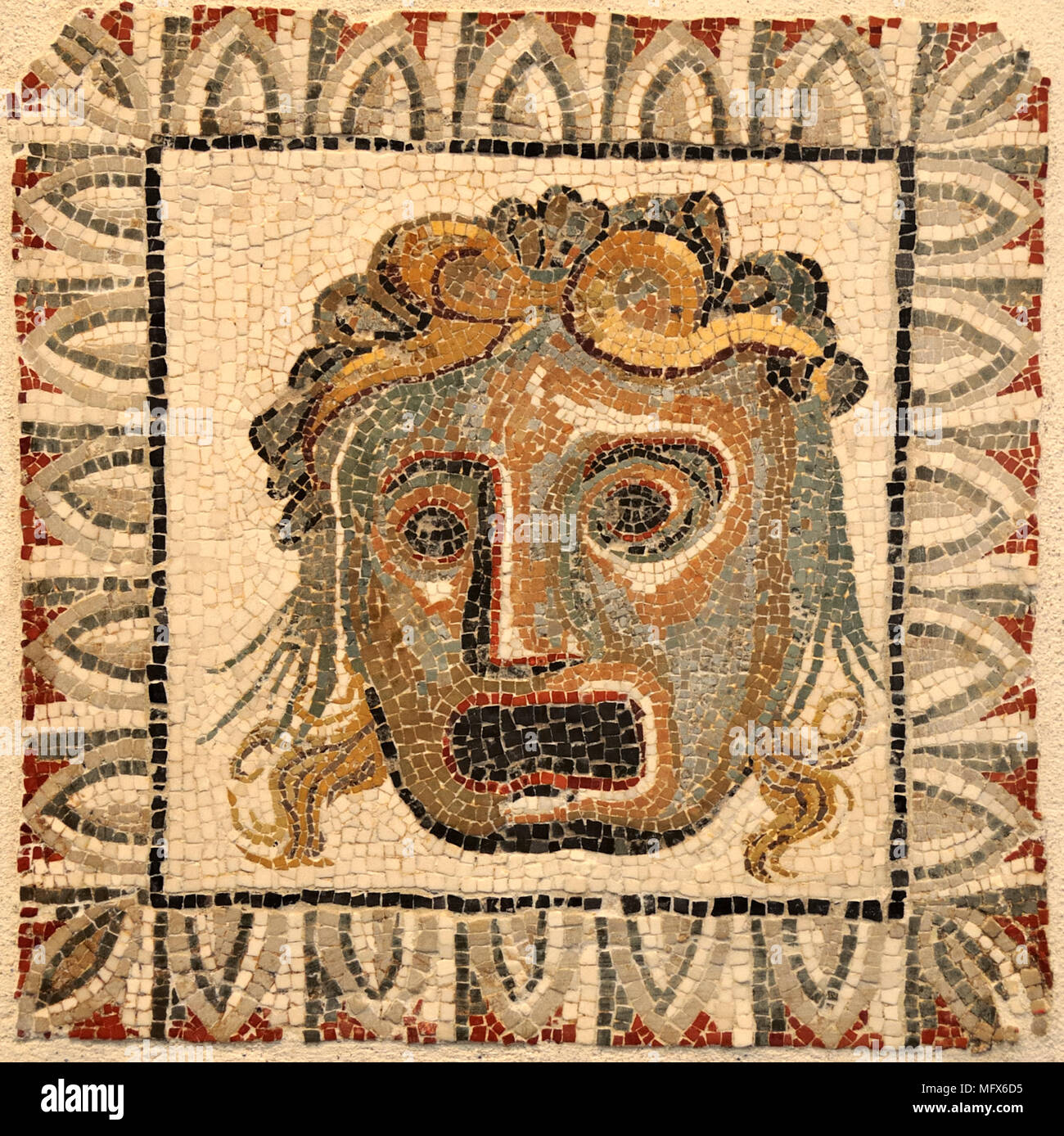 Die Maske des Dionysos, 1. Jahrhundert v. Chr.. Sammlung der Palazzo Massimo/Museo Nazionale Romano. Rom, Italien Stockfoto